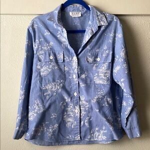 Russ Petites Blue Floral Top